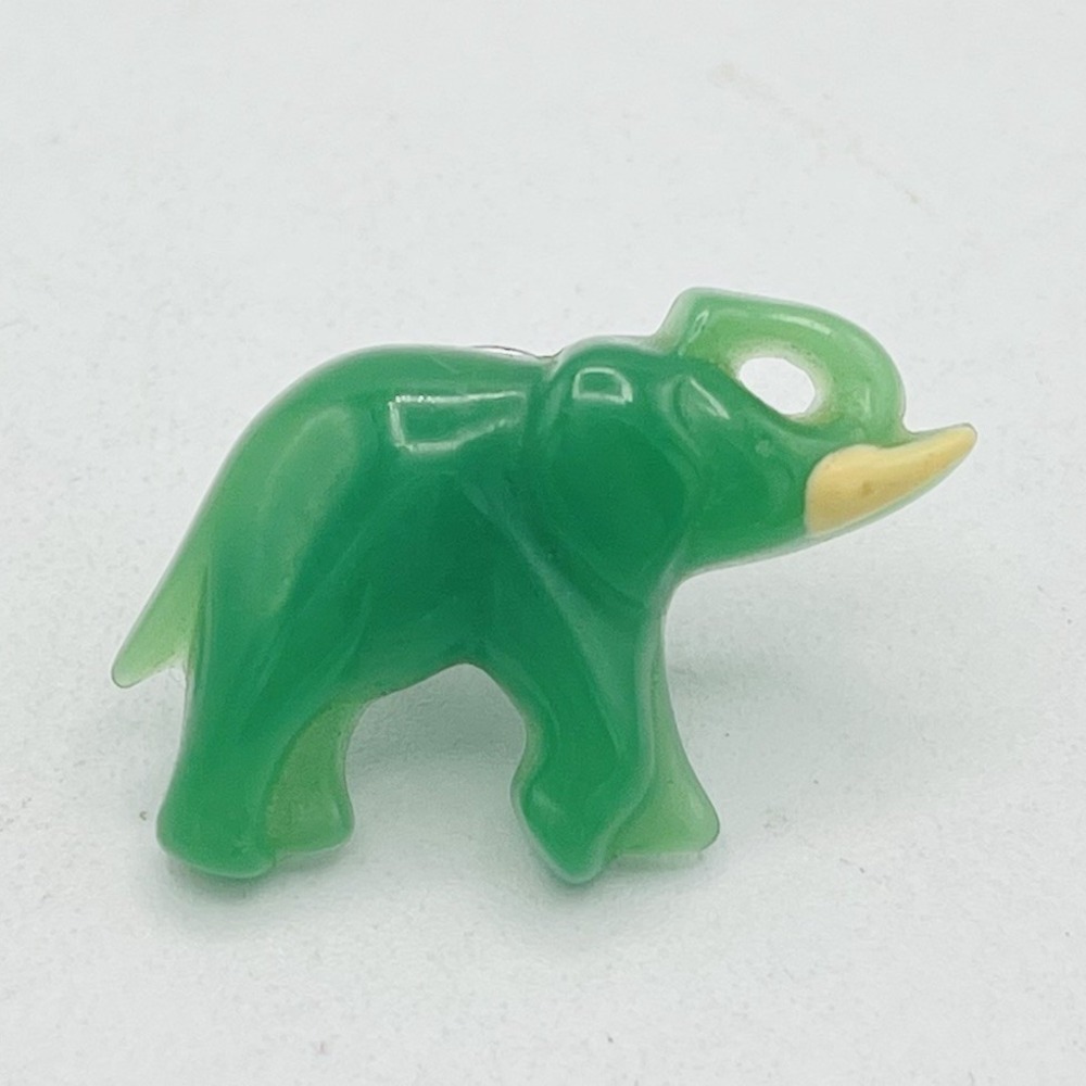 Avon Vintage 1984 Lucky Friends Elephant Lapel Pin Faux Jade Green